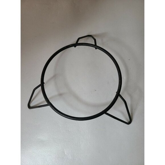 Vintage Japan Pottery Green Bamboo Pattern Bowl Black Rim With Stand Large RARE - Picture 3 of 8